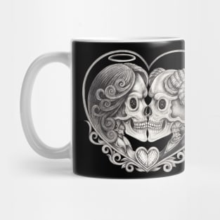 Couple love fantasy angel and devil skull. Mug
